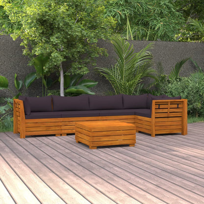 6-tlg. Garten-Lounge-Set mit Kissen Massivholz Akazie