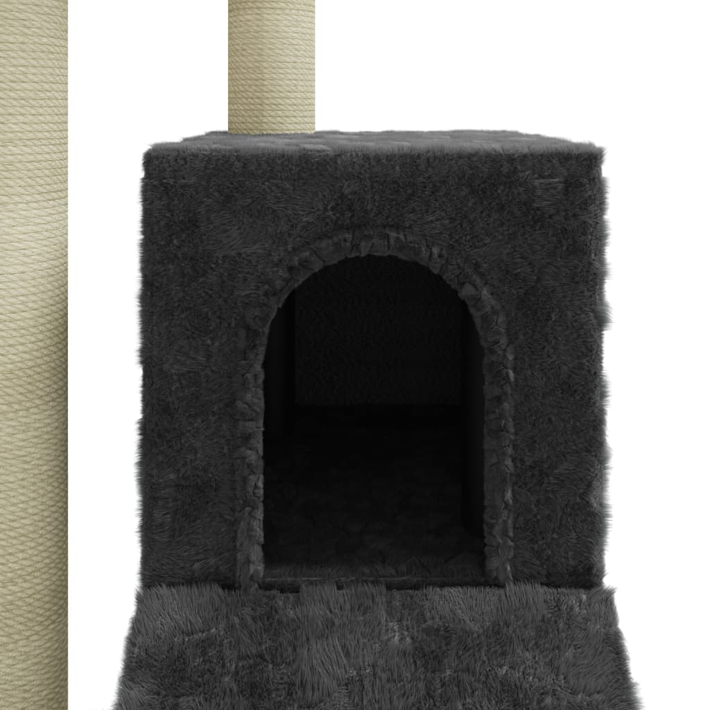 Tiragraffi per gatti con pali in sisal, grigio scuro, 92 cm