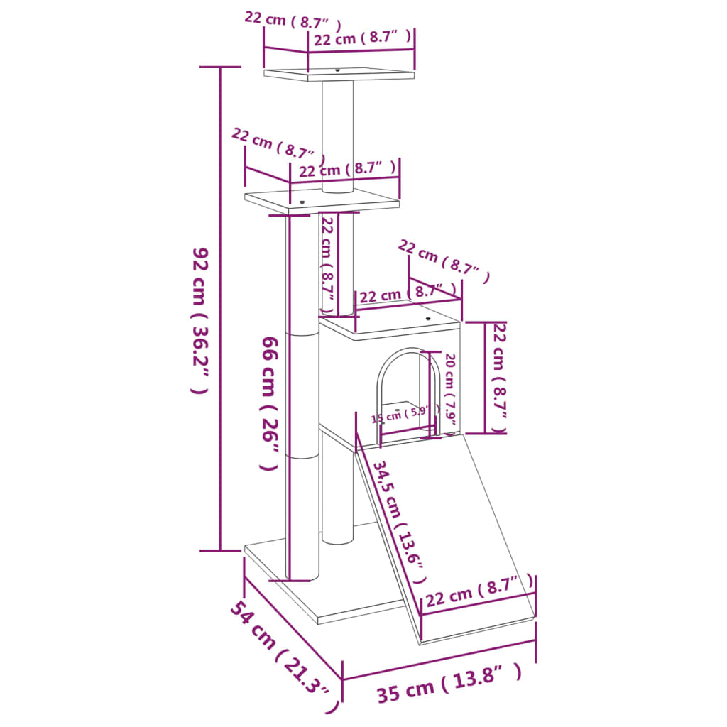 Tiragraffi per gatti con pali in sisal, grigio scuro, 92 cm
