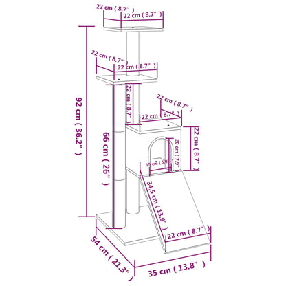 Tiragraffi per gatti con pali in sisal, grigio scuro, 92 cm