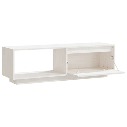 TV-Schrank Weiß 110x30x33,5 cm Massivholz Kiefer