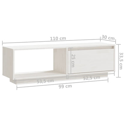 TV-Schrank Weiß 110x30x33,5 cm Massivholz Kiefer