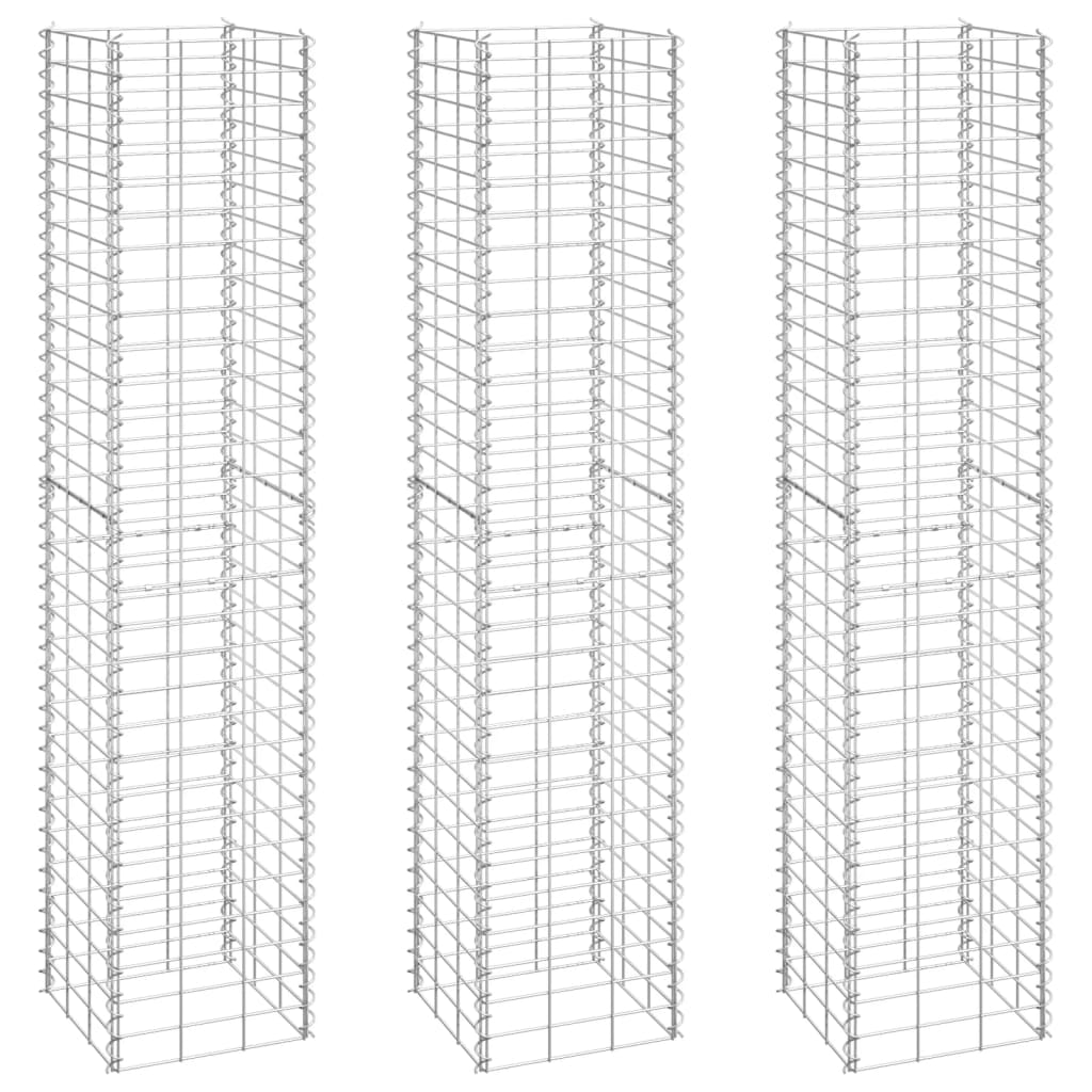 Gabionen-Hochbeete 3 Stk. 30x30x150 cm Eisen