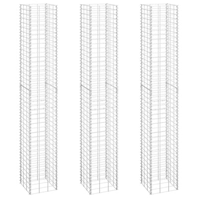 Gabionen-Hochbeete 3 Stk. 30x30x200 cm Eisen