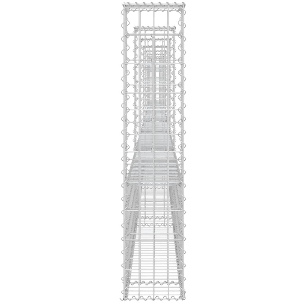 Gabionenkorb U-Form mit 8 Säulen Eisen 860x20x100 cm