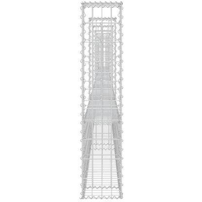 Gabionenkorb U-Form mit 8 Säulen Eisen 860x20x100 cm