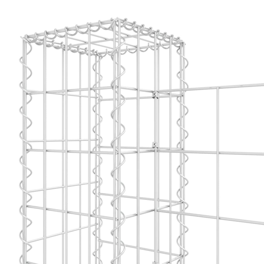 Gabionenkorb U-Form mit 8 Säulen Eisen 860x20x100 cm