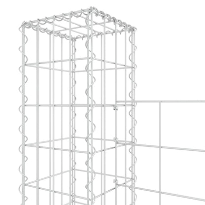 Gabionenkorb U-Form mit 8 Säulen Eisen 860x20x150 cm