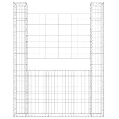 Gabionenkorb U-Form mit 2 Säulen Eisen 140x20x200 cm