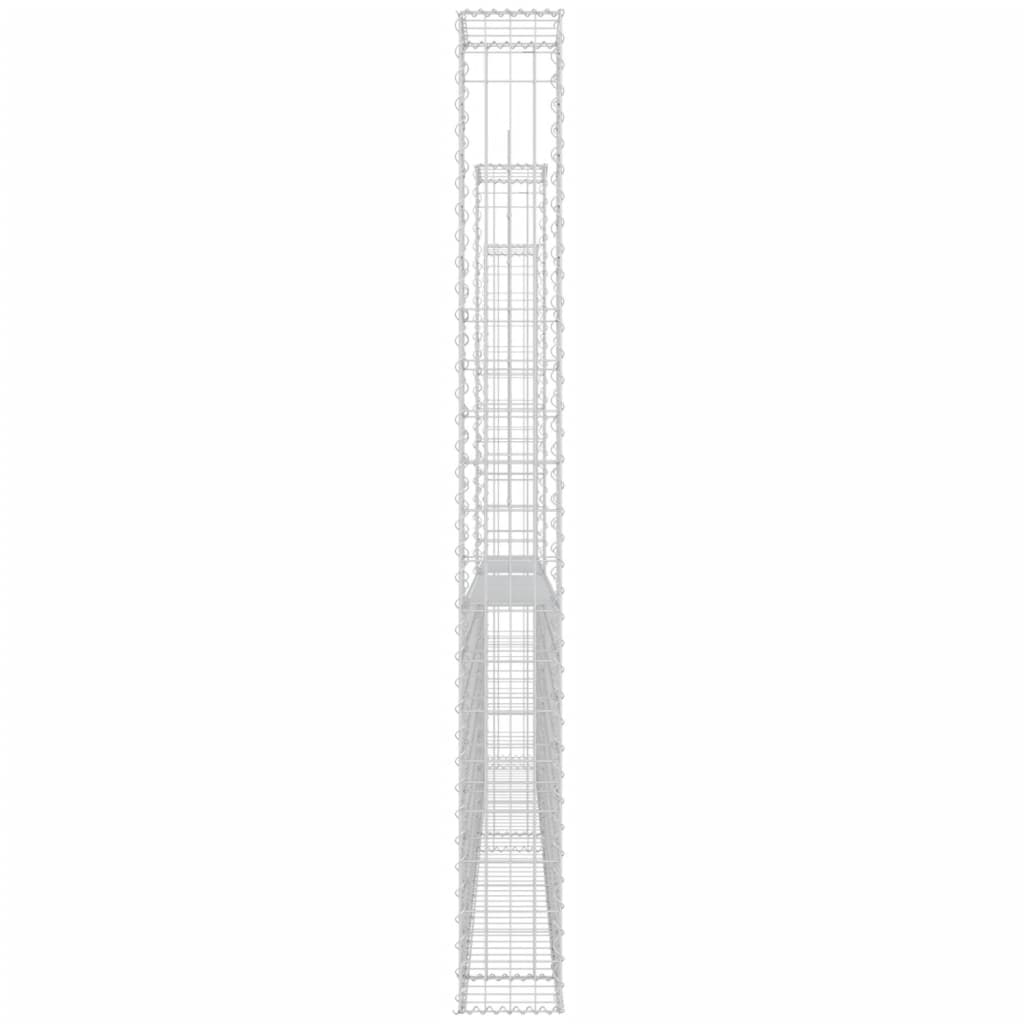 Gabionenkorb U-Form mit 2 Säulen Eisen 140x20x200 cm