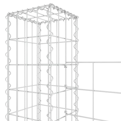 Gabionenkorb U-Form mit 2 Säulen Eisen 140x20x200 cm