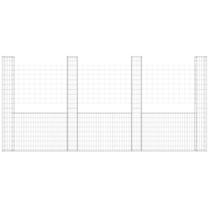 Gabionenkorb U-Form mit 5 Säulen Eisen 500x20x200 cm