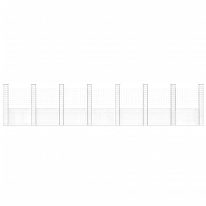 Gabionenkorb U-Form mit 8 Säulen Eisen 860x20x200 cm