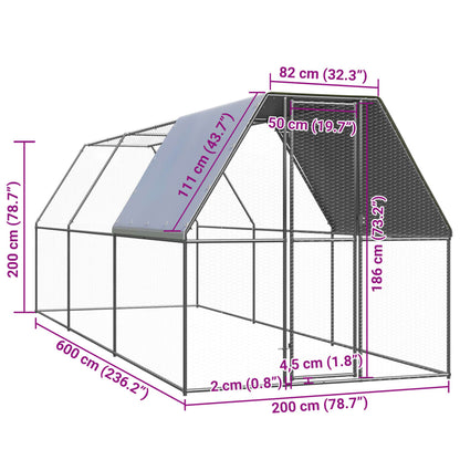 Outdoor-Hühnerkäfig 2x6x2 m Verzinkter Stahl