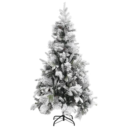 Albero di Natale con pigne, innevato, 225 cm, PVC e PE