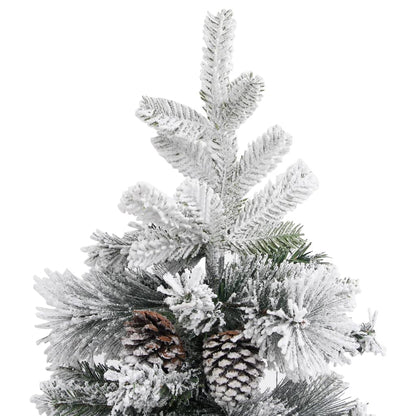 Albero di Natale con pigne, innevato, 225 cm, PVC e PE