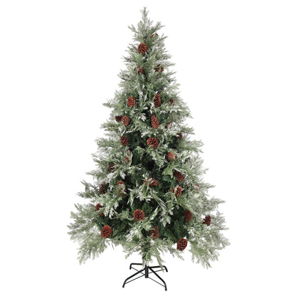 Albero di Natale con pigne, verde e bianco, 195 cm, PVC e PE