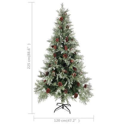 Albero di Natale con pigne, verde e bianco, 225 cm, PVC e PE