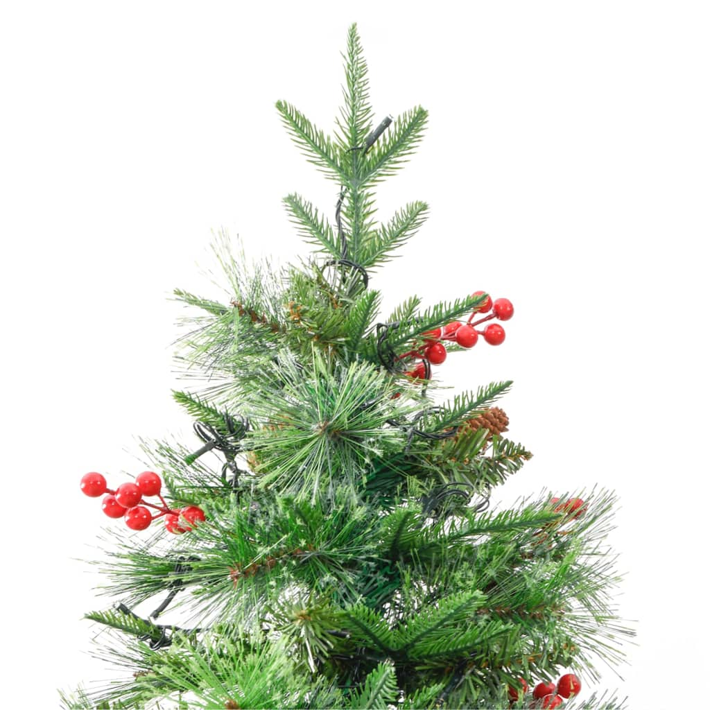 Weihnachtsbaum mit Beleuchtung und Kiefernzapfen Grün 195 cm