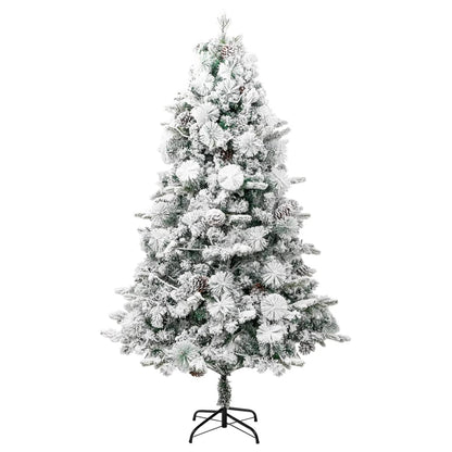 Weihnachtsbaum mit Beleuchtung Schnee und Zapfen 225 cm PVC&PE