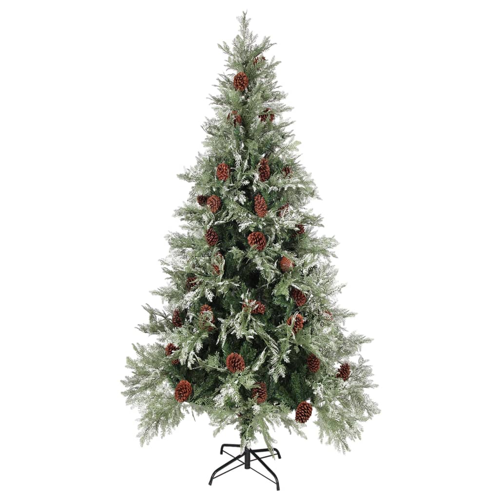 Weihnachtsbaum mit Beleuchtung und Kiefernzapfen 225 cm PVC&PE