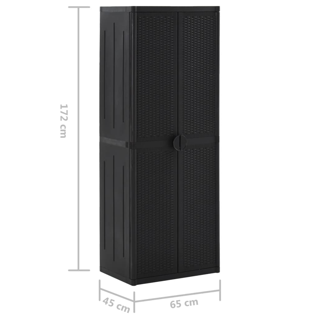 Gartenschrank Schwarz 65x45x172 cm PP Rattan