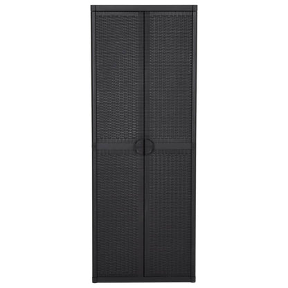 Gartenschrank Schwarz 65x45x172 cm PP Rattan