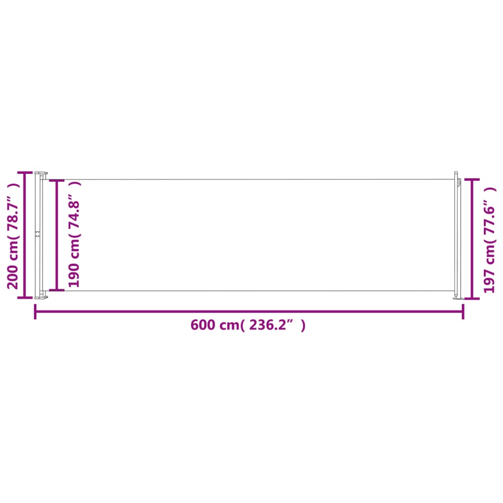 Seitenmarkise Ausziehbar 200x600 cm Rot