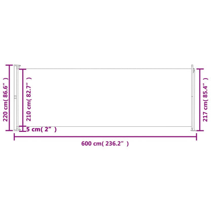 Seitenmarkise Ausziehbar 220x600 cm Creme