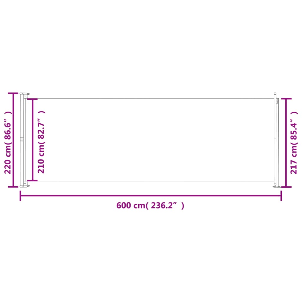 Seitenmarkise Ausziehbar 220x600 cm Rot