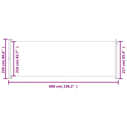 Seitenmarkise Ausziehbar 220x600 cm Rot