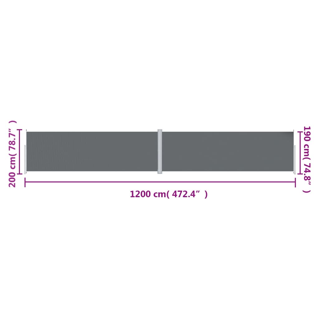 Seitenmarkise Ausziehbar Anthrazit 200x1200 cm