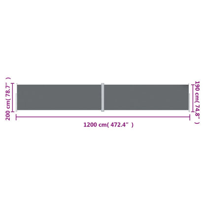 Seitenmarkise Ausziehbar Anthrazit 200x1200 cm