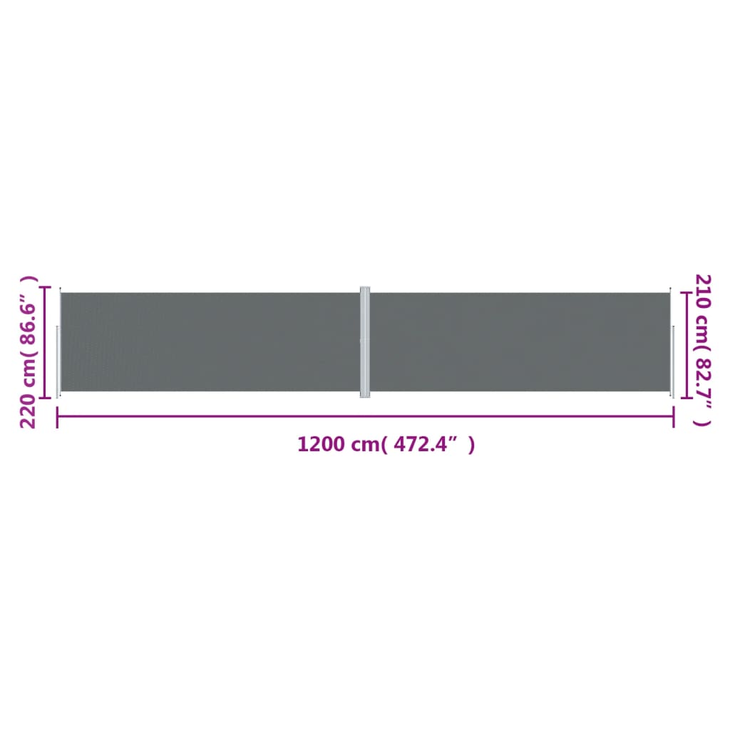 Seitenmarkise Ausziehbar Anthrazit 220x1200 cm