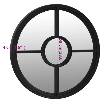 Spiegel Schwarz 60x4 cm Eisen Rund für den Innenbereich