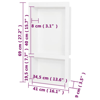 Duschnische mit 2 Fächern Hochglanz-Weiß 41x69x9 cm