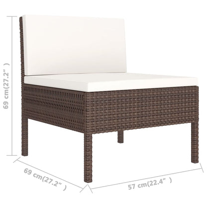 6-tlg. Garten-Lounge-Set mit Auflagen Poly Rattan Braun