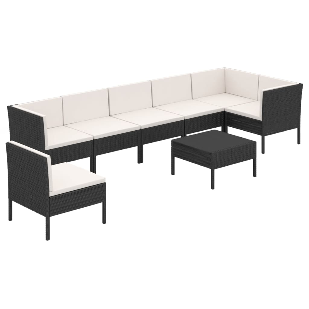 8-tlg. Garten-Lounge-Set mit Auflagen Poly Rattan Schwarz