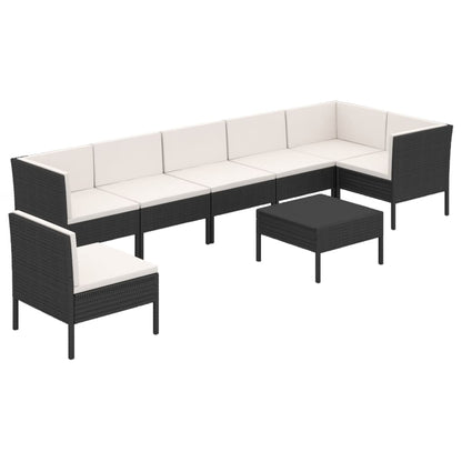 8-tlg. Garten-Lounge-Set mit Auflagen Poly Rattan Schwarz