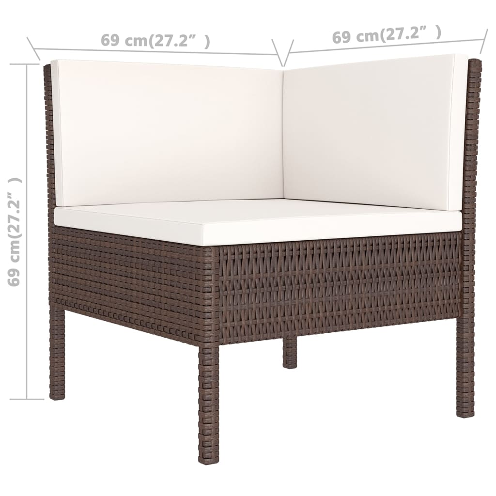 12-tlg. Garten-Lounge-Set mit Auflagen Poly Rattan Braun