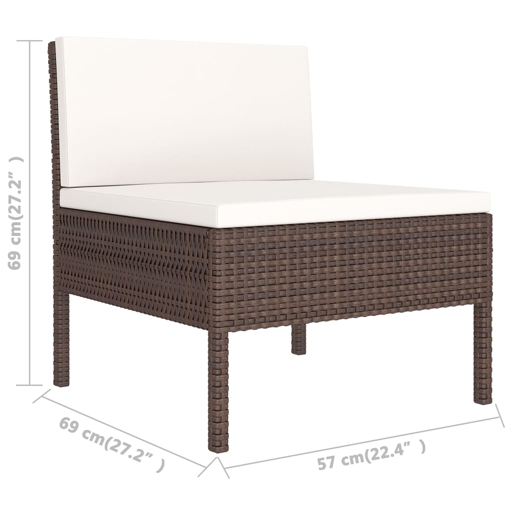 14-tlg. Garten-Lounge-Set mit Auflagen Poly Rattan Braun