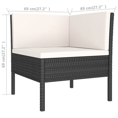 11-tlg. Garten-Lounge-Set mit Auflagen Poly Rattan Schwarz