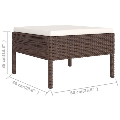 10-tlg. Garten-Lounge-Set mit Auflagen Poly Rattan Braun