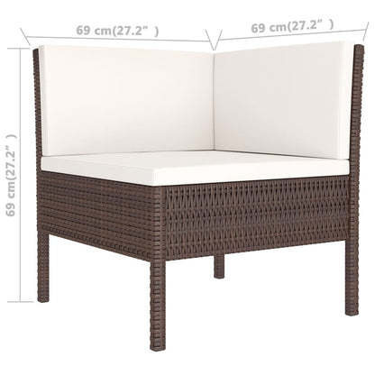 14-tlg. Garten-Lounge-Set mit Auflagen Poly Rattan Braun