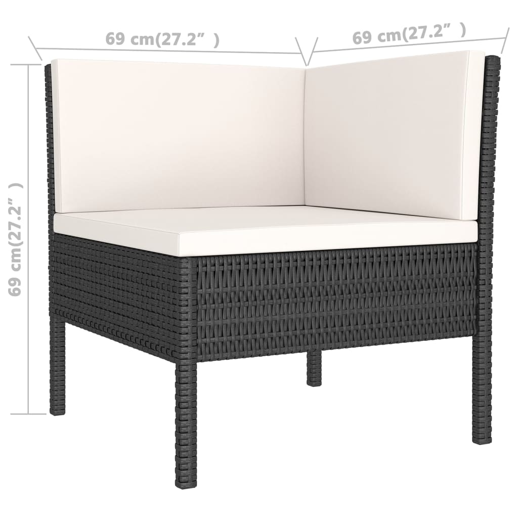 14-tlg. Garten-Lounge-Set mit Auflagen Poly Rattan Schwarz