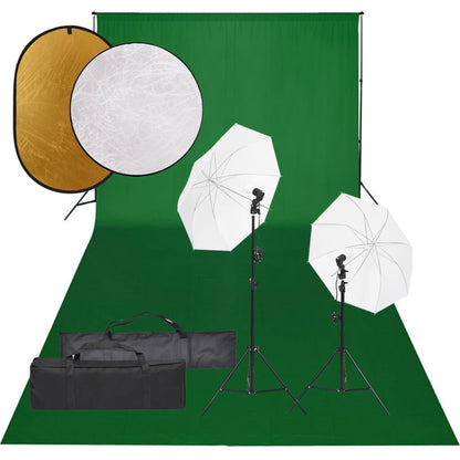 Fotostudio-Set mit Beleuchtung, Hintergrund und Reflektor