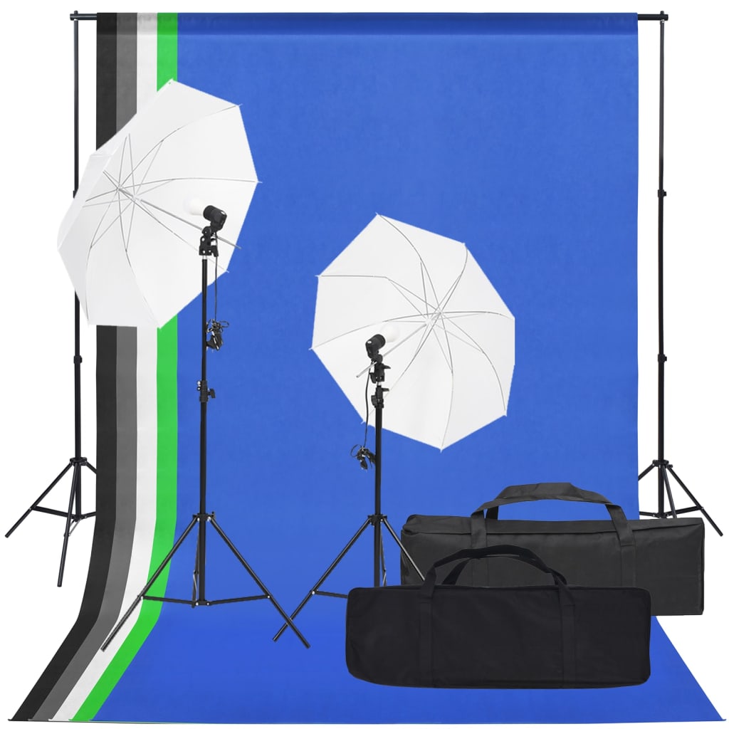 Fotostudio-Set mit Beleuchtung und Hintergrund