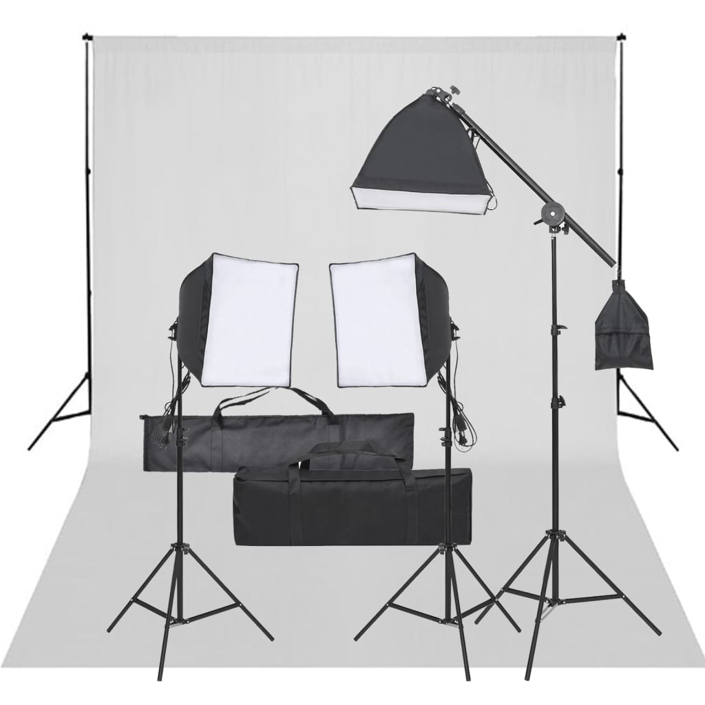 Fotostudio-Set mit Beleuchtung und Hintergrund