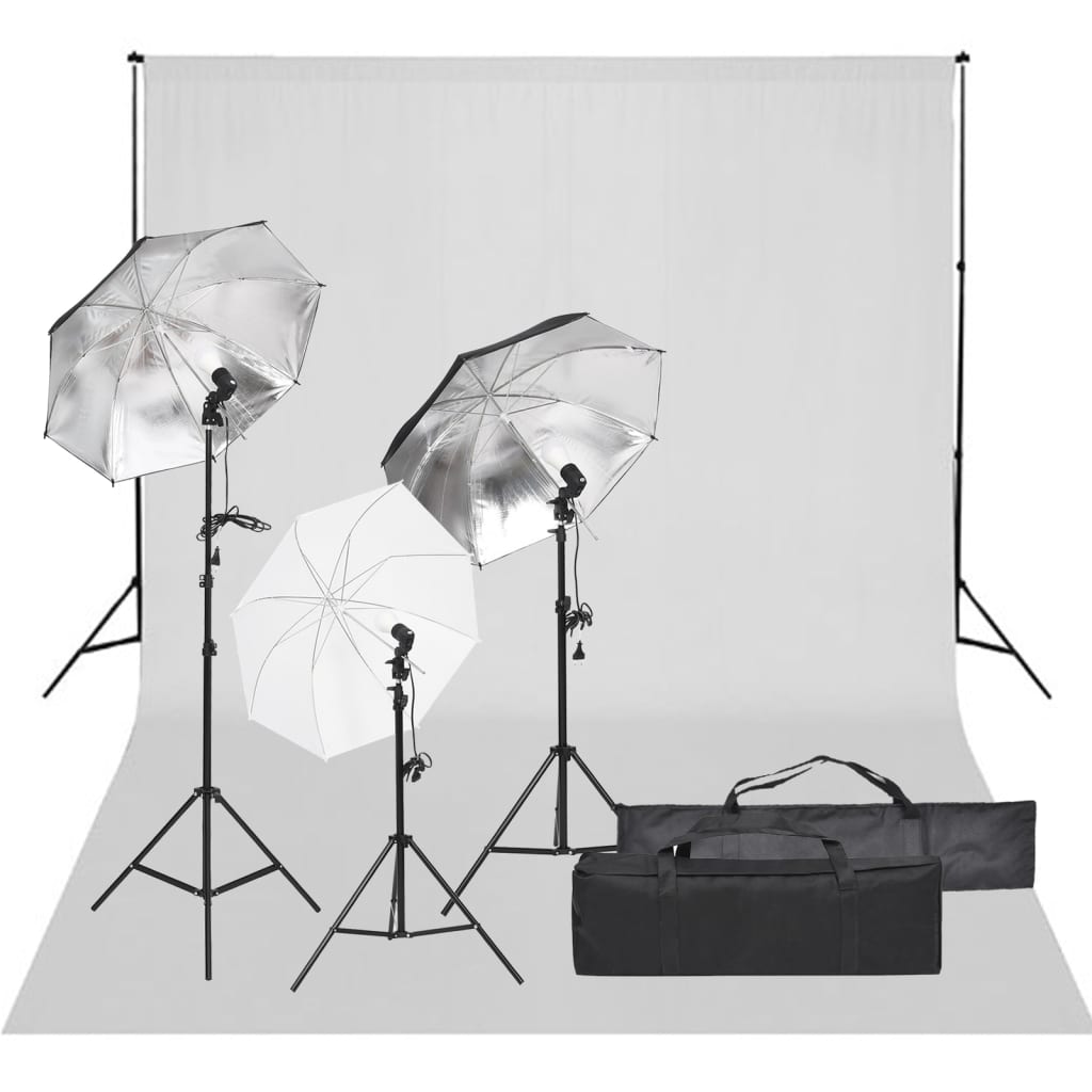 Fotostudio-Set mit Beleuchtung und Hintergrund