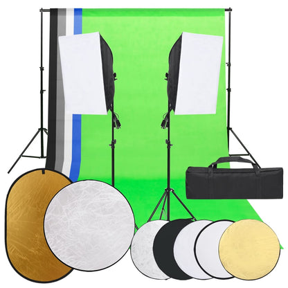 Fotostudio-Set mit Beleuchtung, Hintergrund und Reflektor